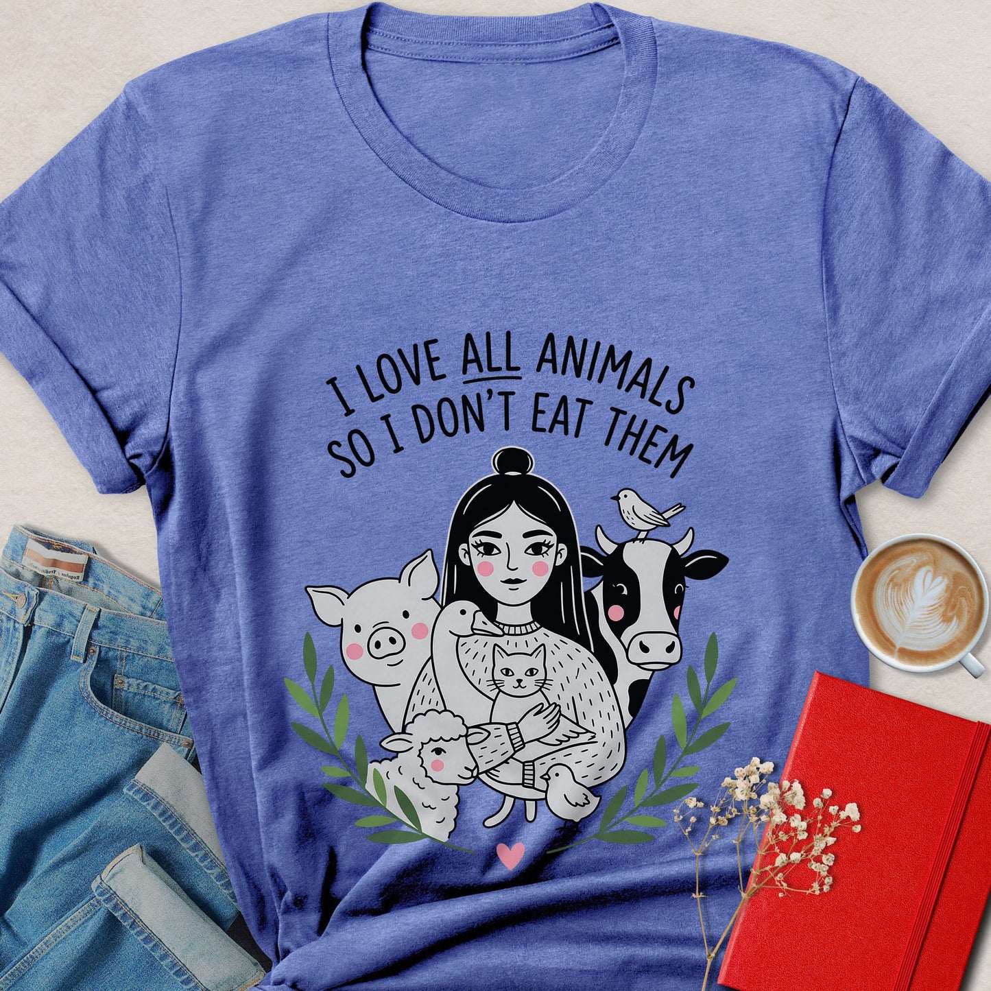 I Love All Animals So I Don't Eat Them Vegan T-Shirt