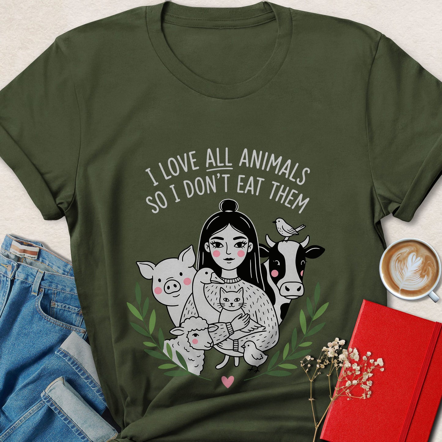 I Love All Animals So I Don't Eat Them Vegan T-Shirt