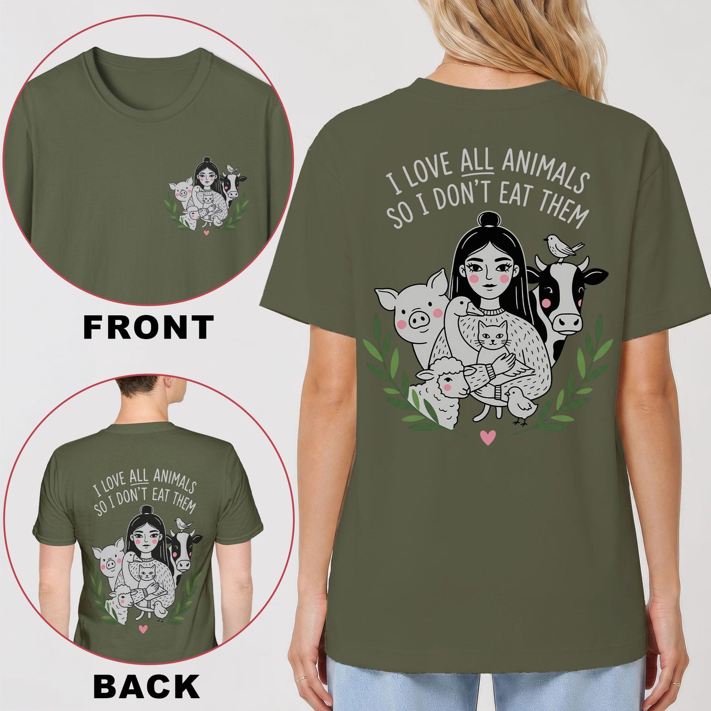 I Love All Animals, So I Don't Eat Them Back Print T‑Shirt