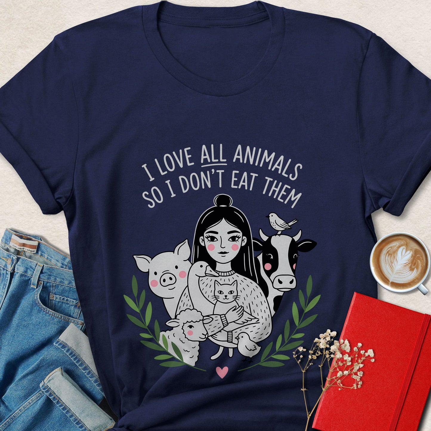 I Love All Animals So I Don't Eat Them Vegan T-Shirt