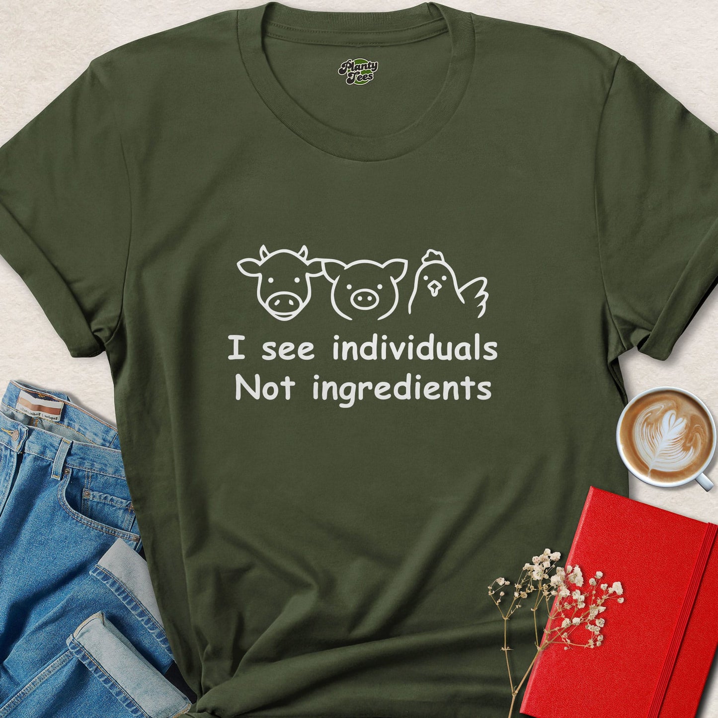 I See Individuals Not Ingredients Shirt Vegan Animal Rights Tee
