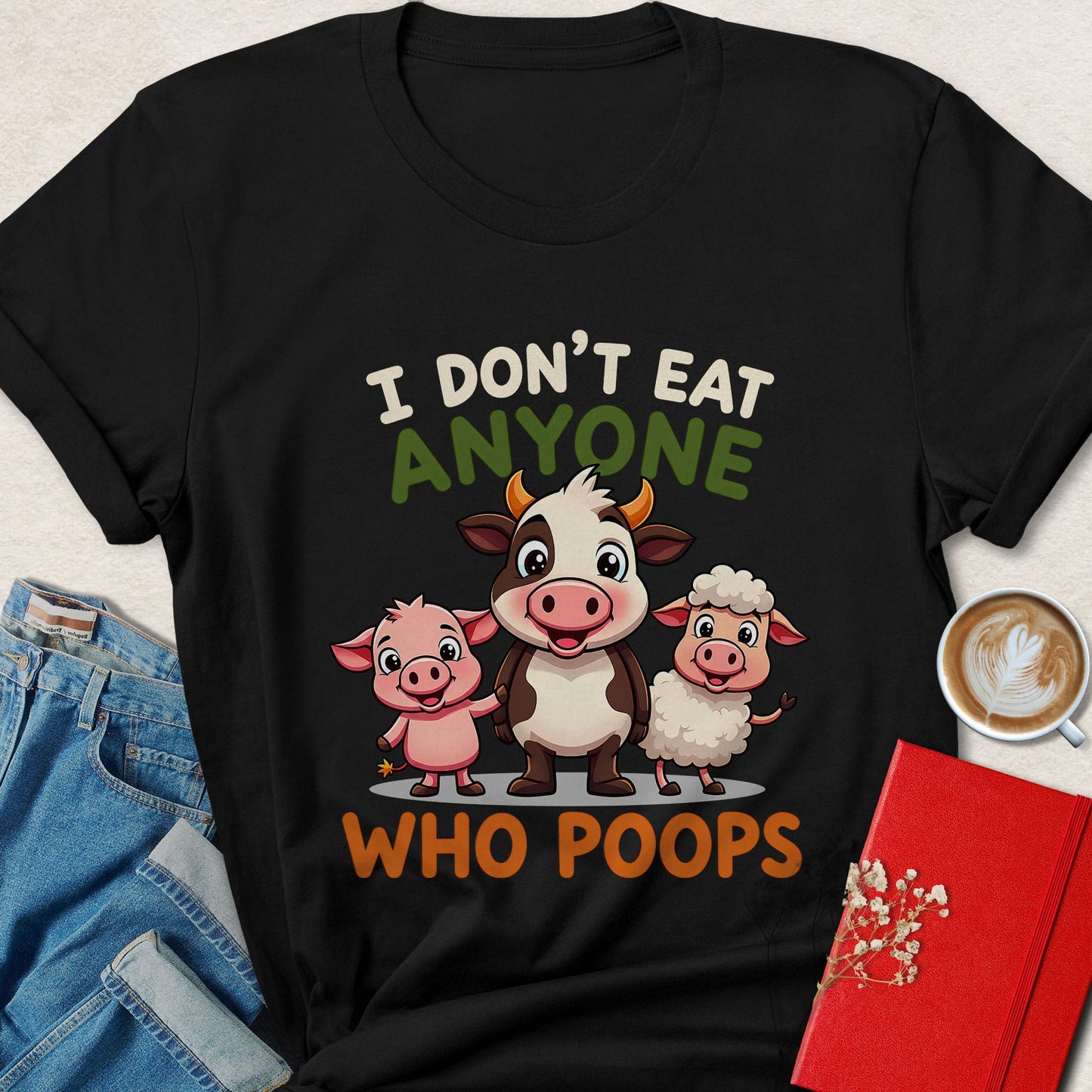 I Don’t Eat Anyone Cute Farm Animal Cartoon T-Shirt