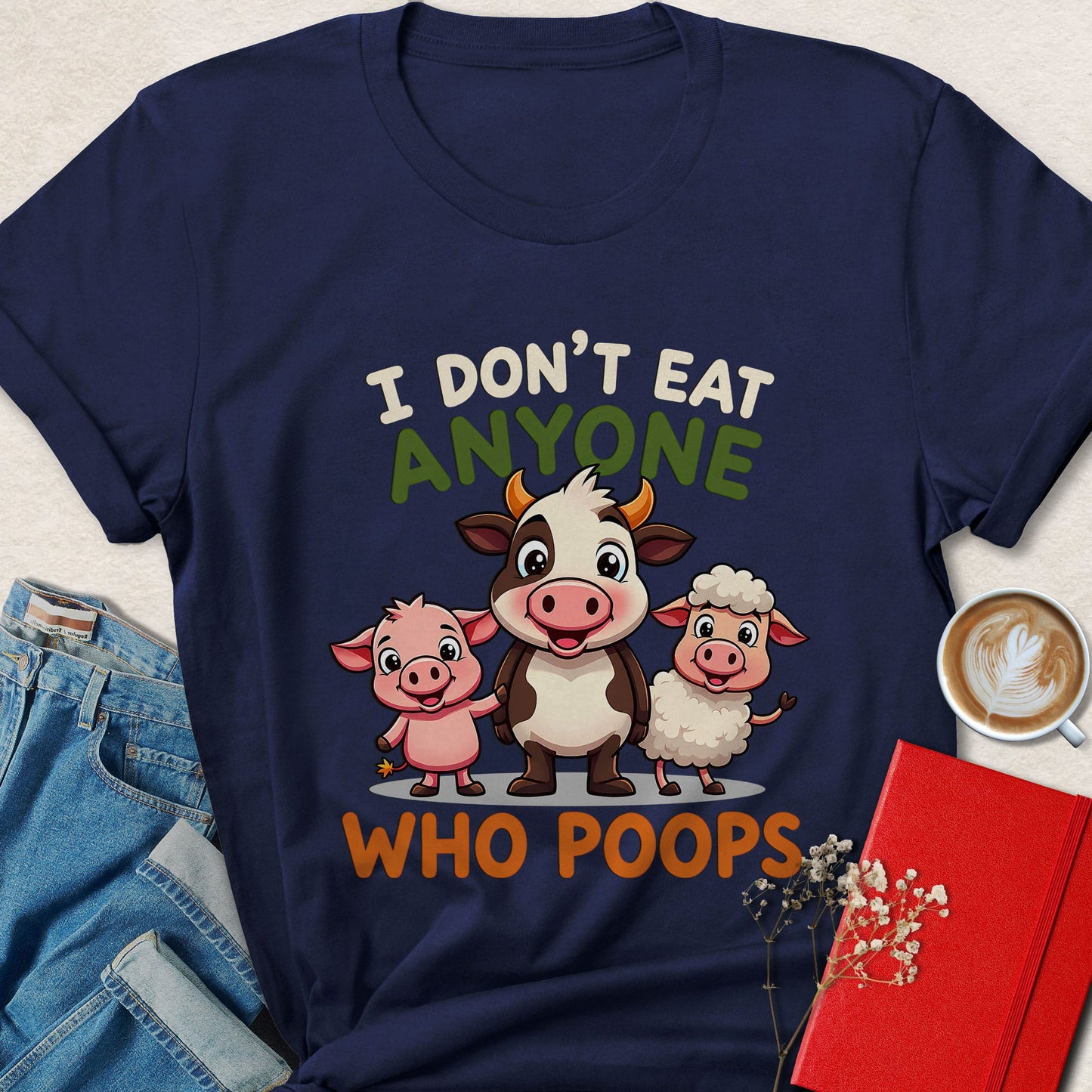 I Don’t Eat Anyone Cute Farm Animal Cartoon T-Shirt