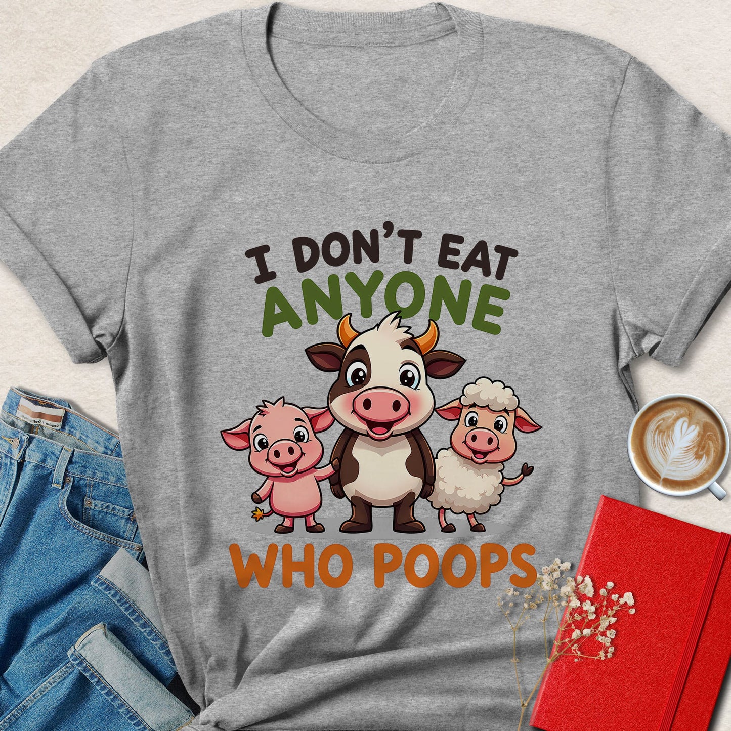 I Don’t Eat Anyone Cute Farm Animal Cartoon T-Shirt