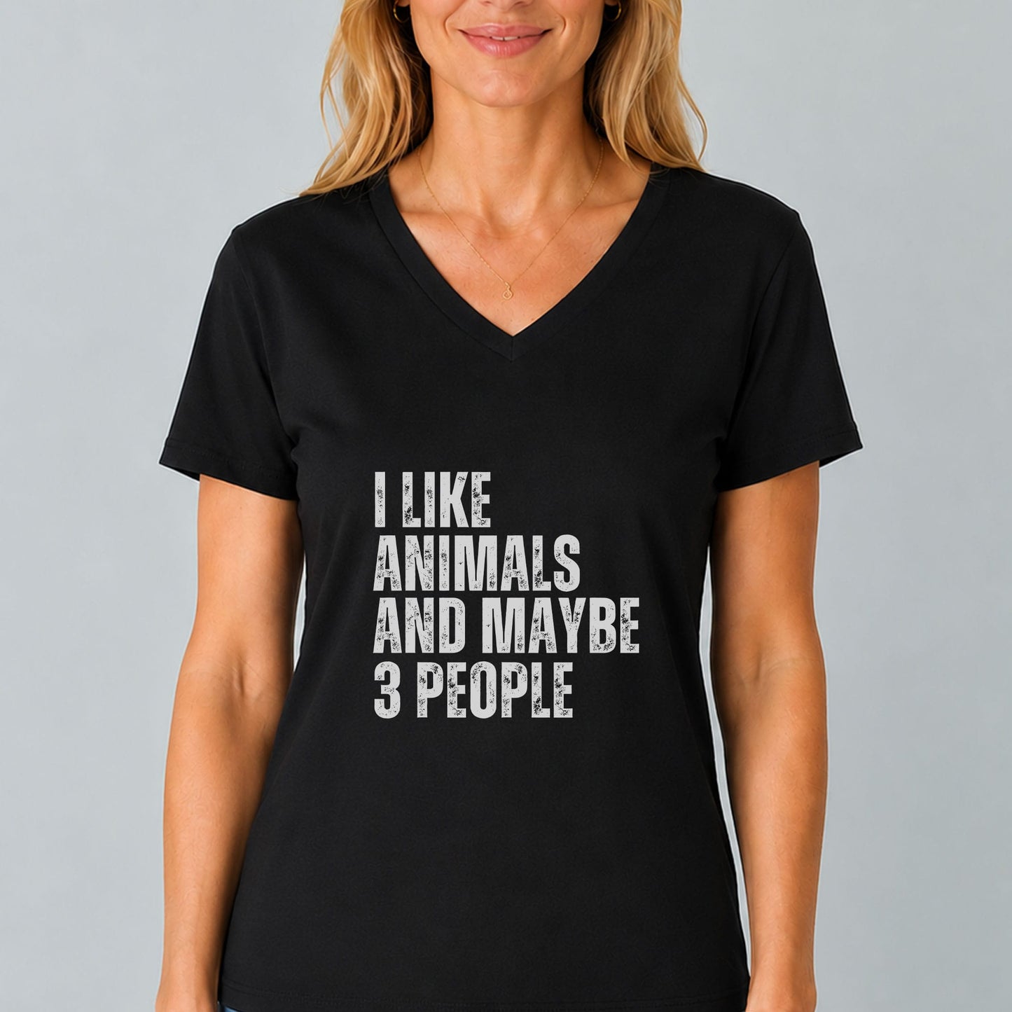 I Like Animals And Maybe 3 People V-Neck Shirt