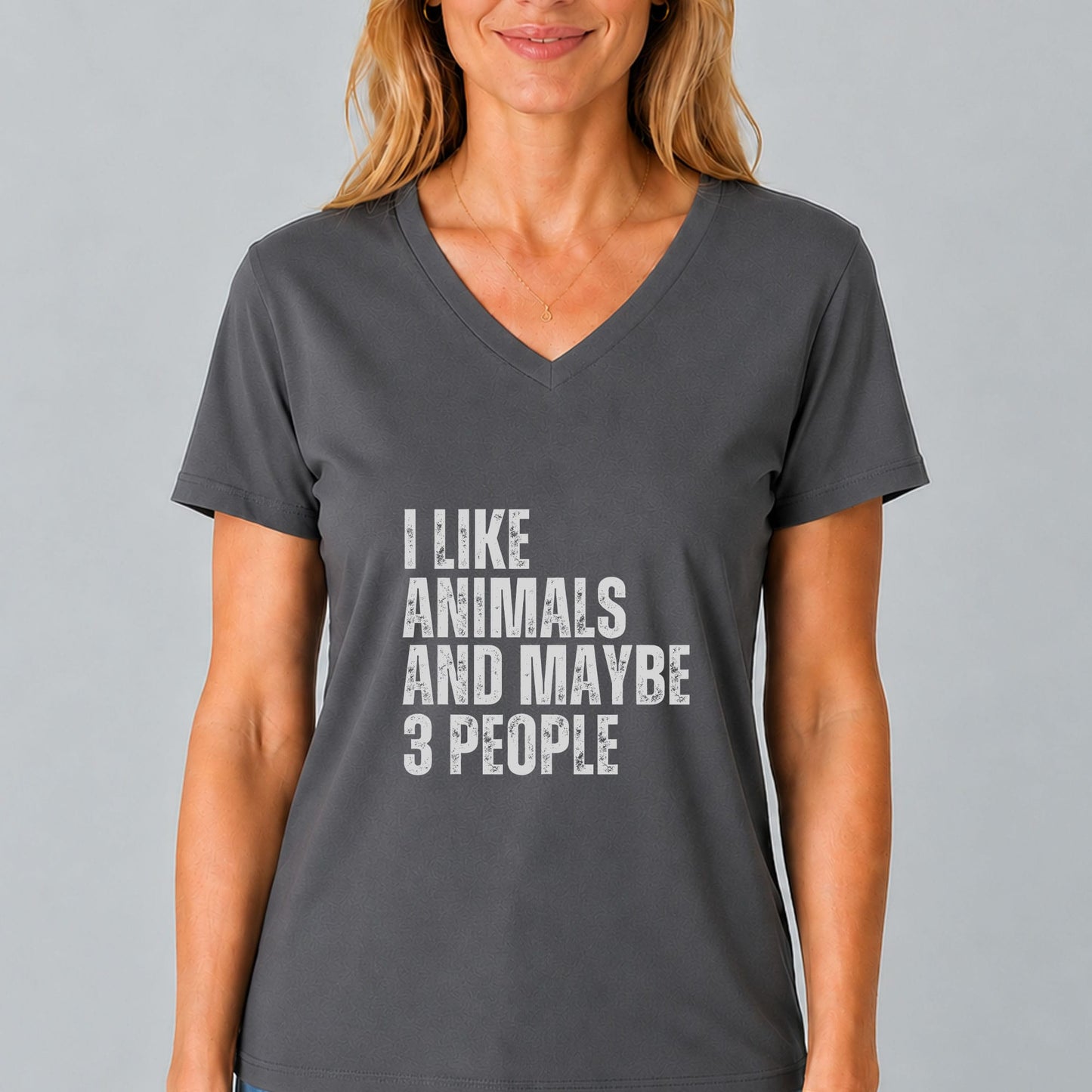 I Like Animals And Maybe 3 People V-Neck Shirt