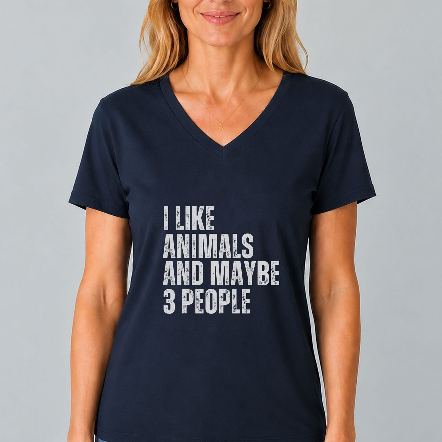I Like Animals And Maybe 3 People V-Neck Shirt