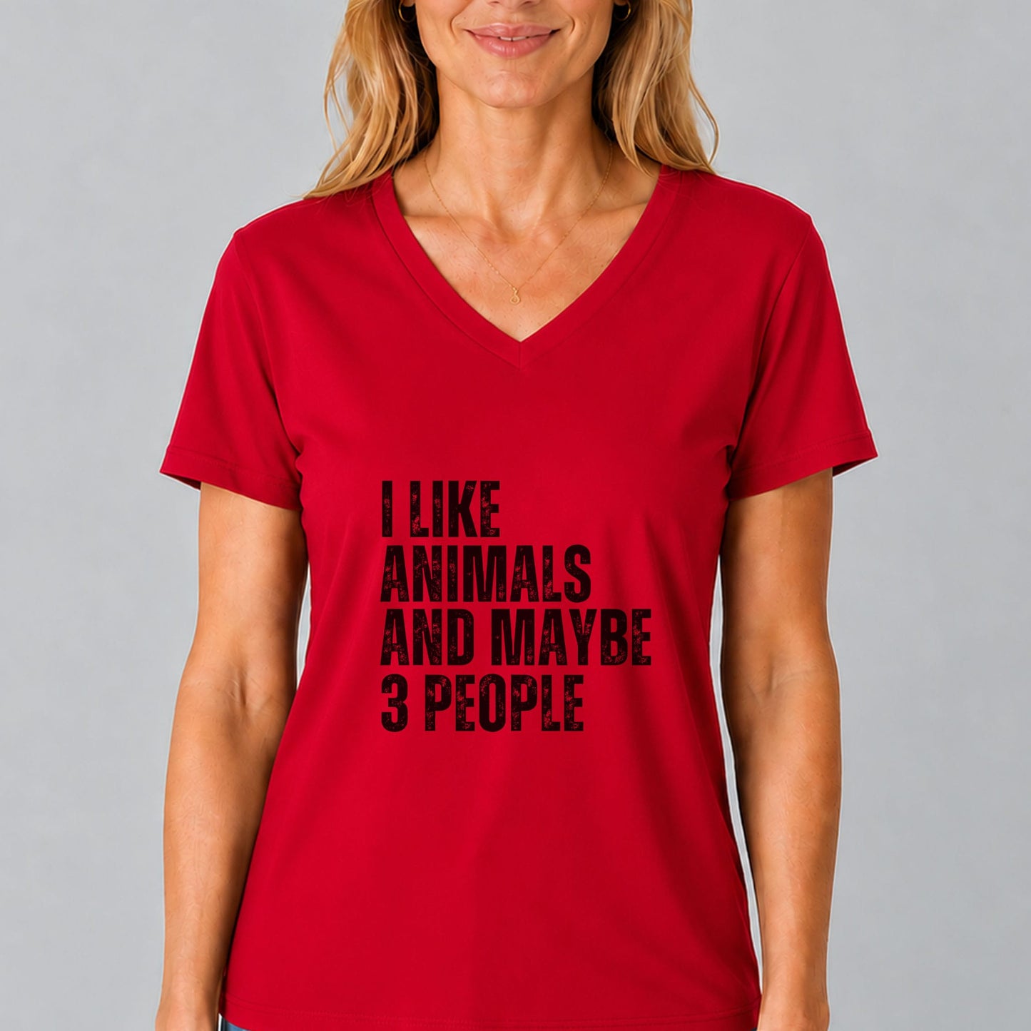 I Like Animals And Maybe 3 People V-Neck Shirt