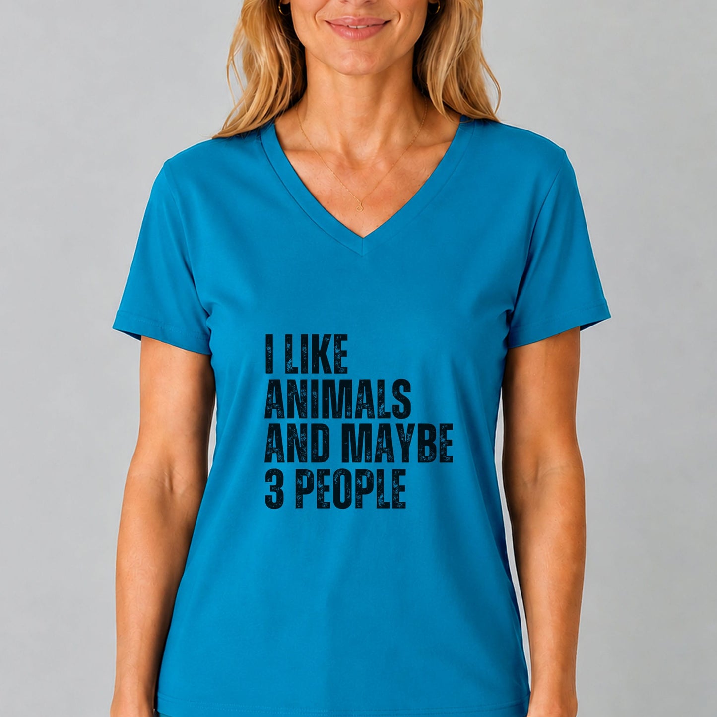 I Like Animals And Maybe 3 People V-Neck Shirt