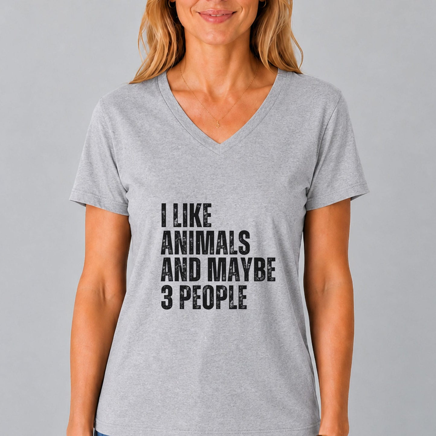 I Like Animals And Maybe 3 People V-Neck Shirt