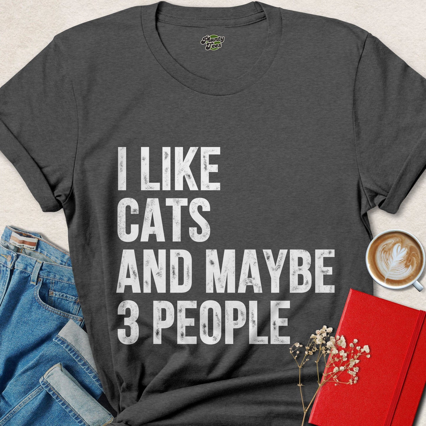 I Like Cats and Maybe 3 People Funny Cat Lover T-Shirt