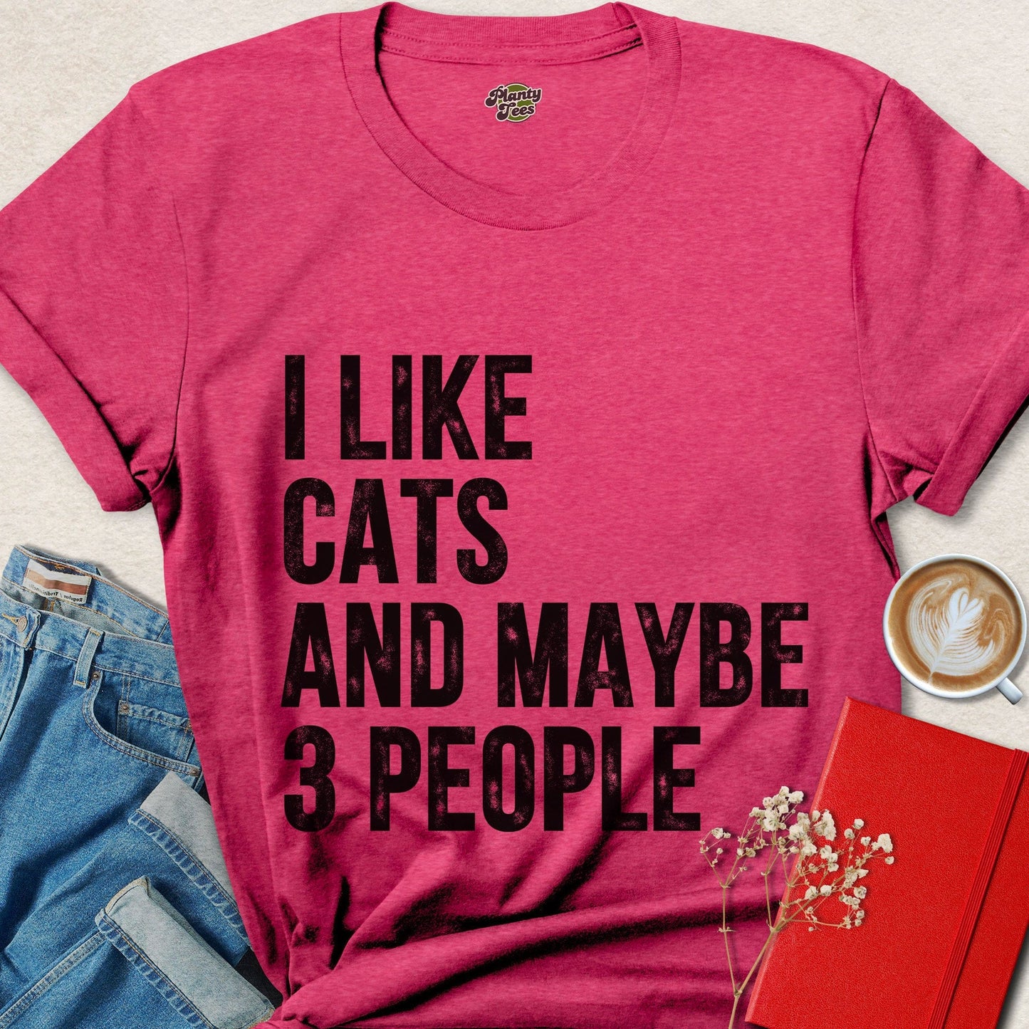 I Like Cats and Maybe 3 People Funny Cat Lover T-Shirt