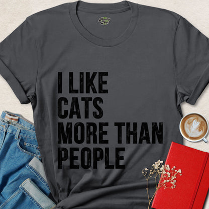 I Like Cats More Than People Funny Cat Lover T-Shirt