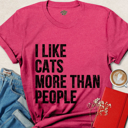 I Like Cats More Than People Funny Cat Lover T-Shirt