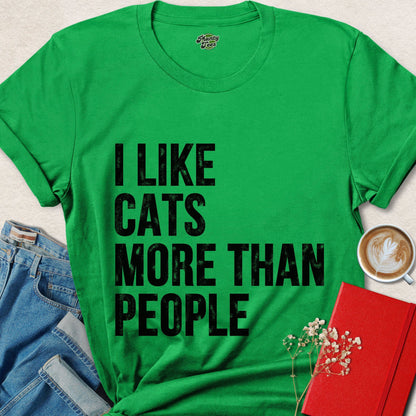 I Like Cats More Than People Funny Cat Lover T-Shirt