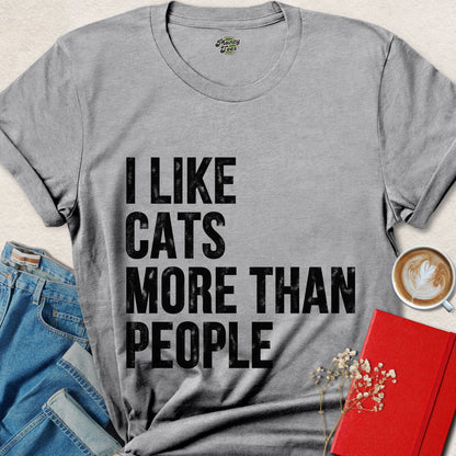 I Like Cats More Than People Funny Cat Lover T-Shirt