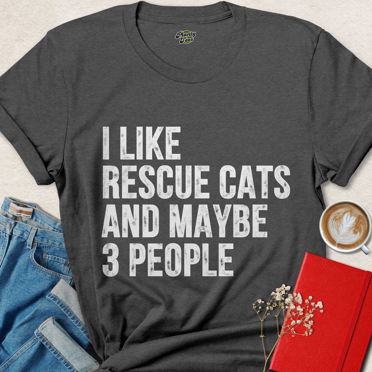 I Like Rescue Cats and Maybe 3 People Funny Cat Lover Shirt