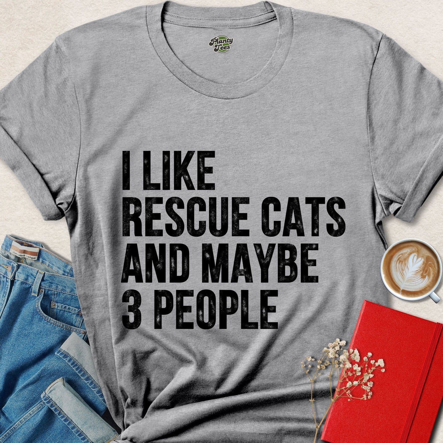 I Like Rescue Cats and Maybe 3 People Funny Cat Lover Shirt