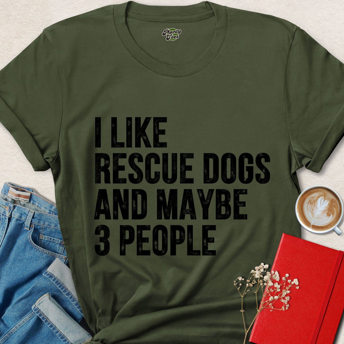 I Like Rescue Dogs and Maybe 3 People Funny Dog Lover Shirt