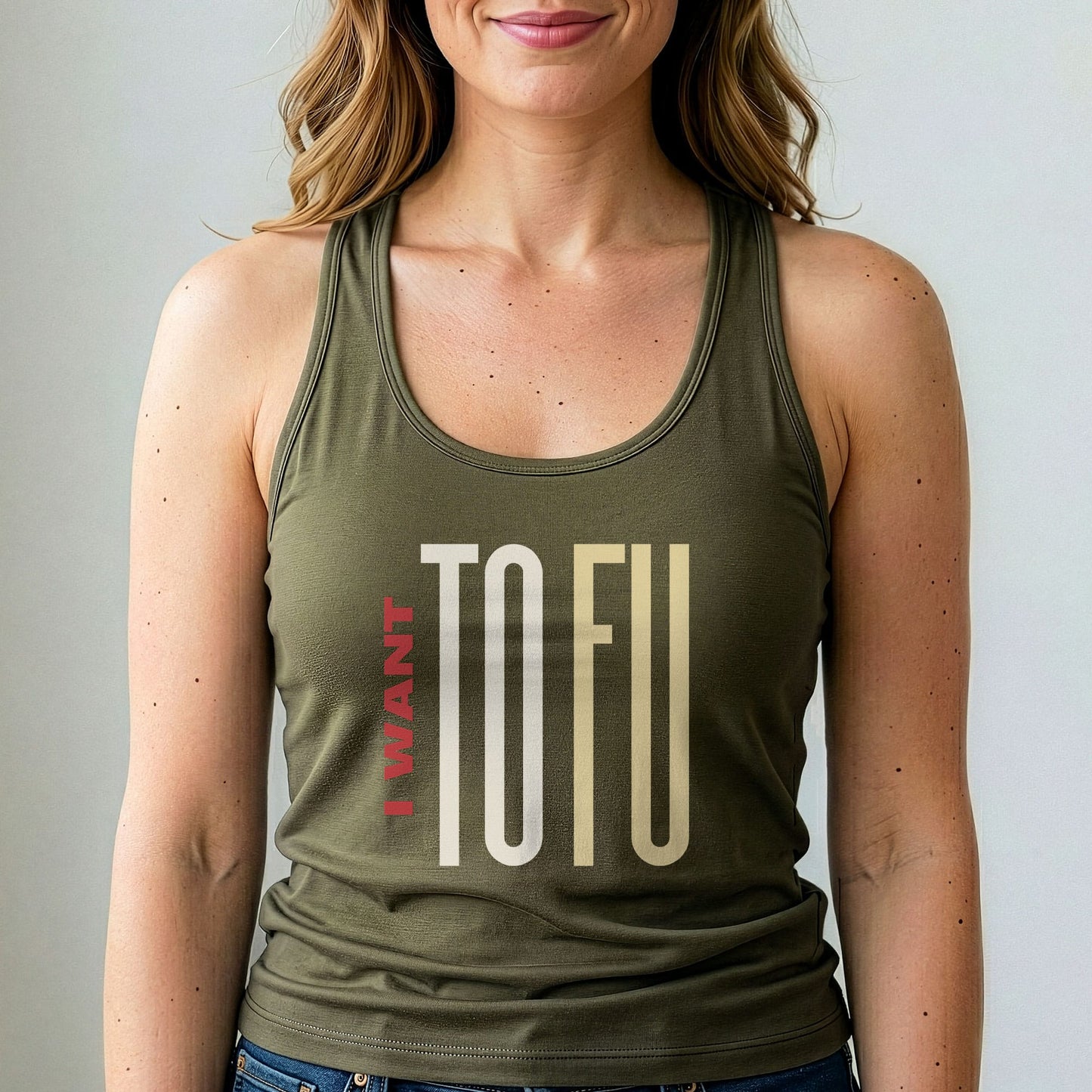 Vegan Tank Top I Want Tofu Funny Plant Based Shirt