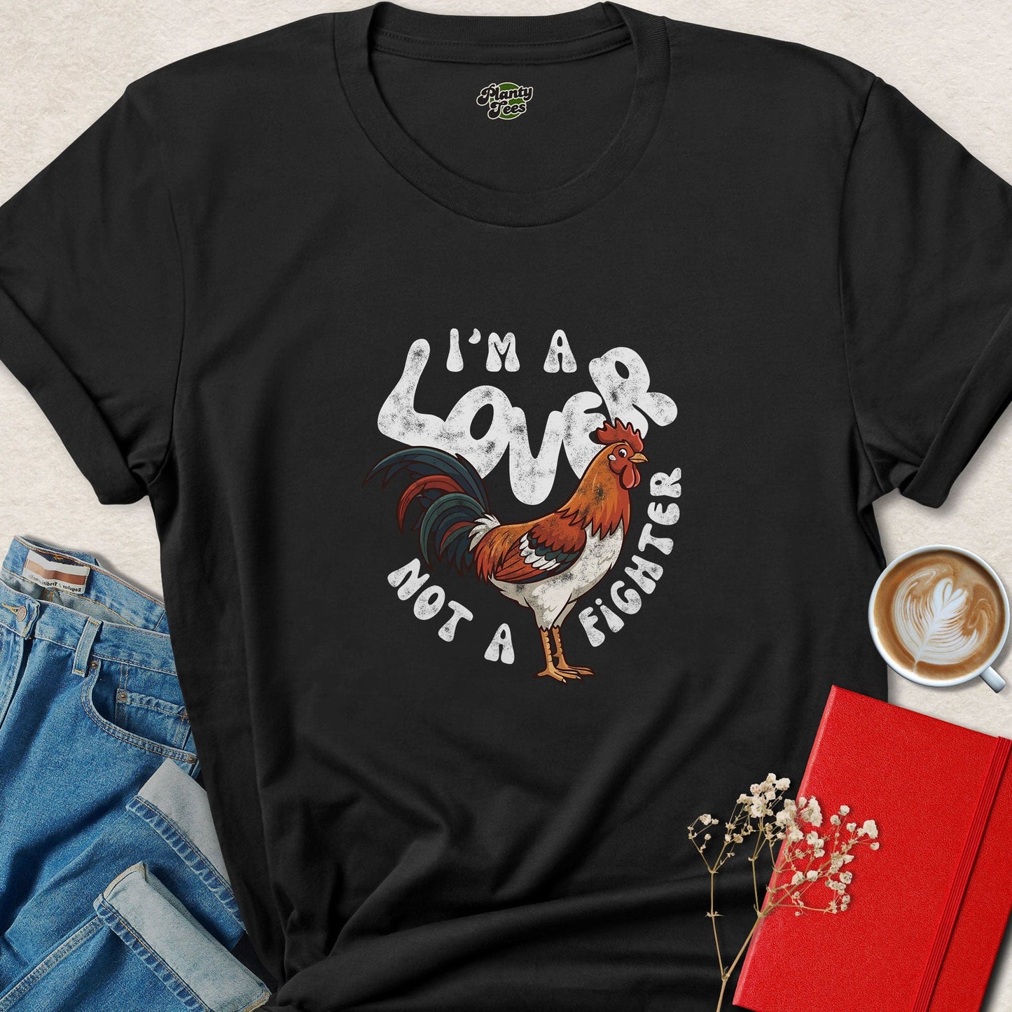 I’m A Lover Not A Fighter Funny Rooster Animal Lover Shirt
