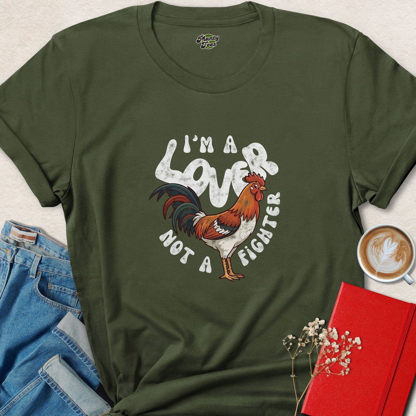 I’m A Lover Not A Fighter Funny Rooster Animal Lover Shirt