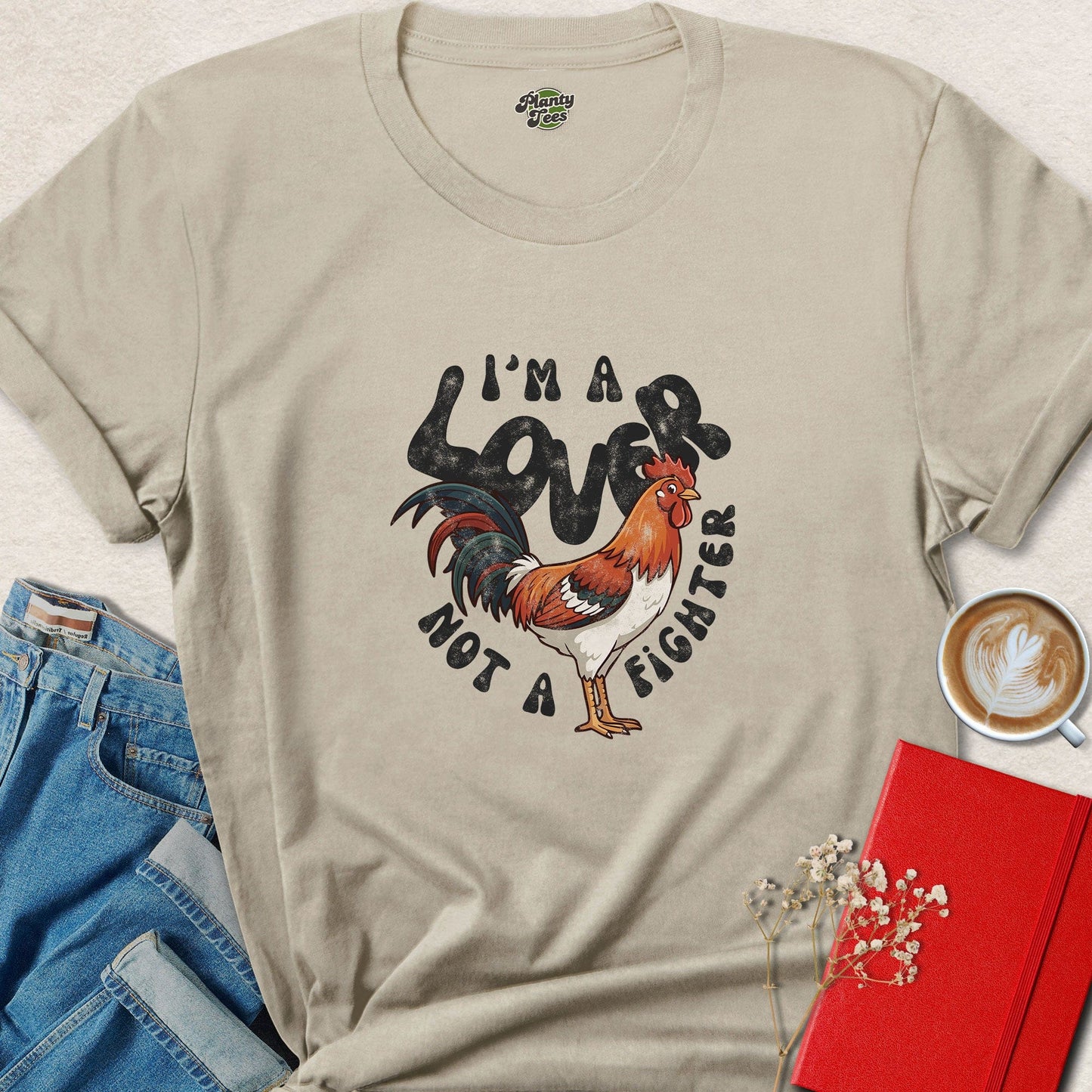 I’m A Lover Not A Fighter Funny Rooster Animal Lover Shirt