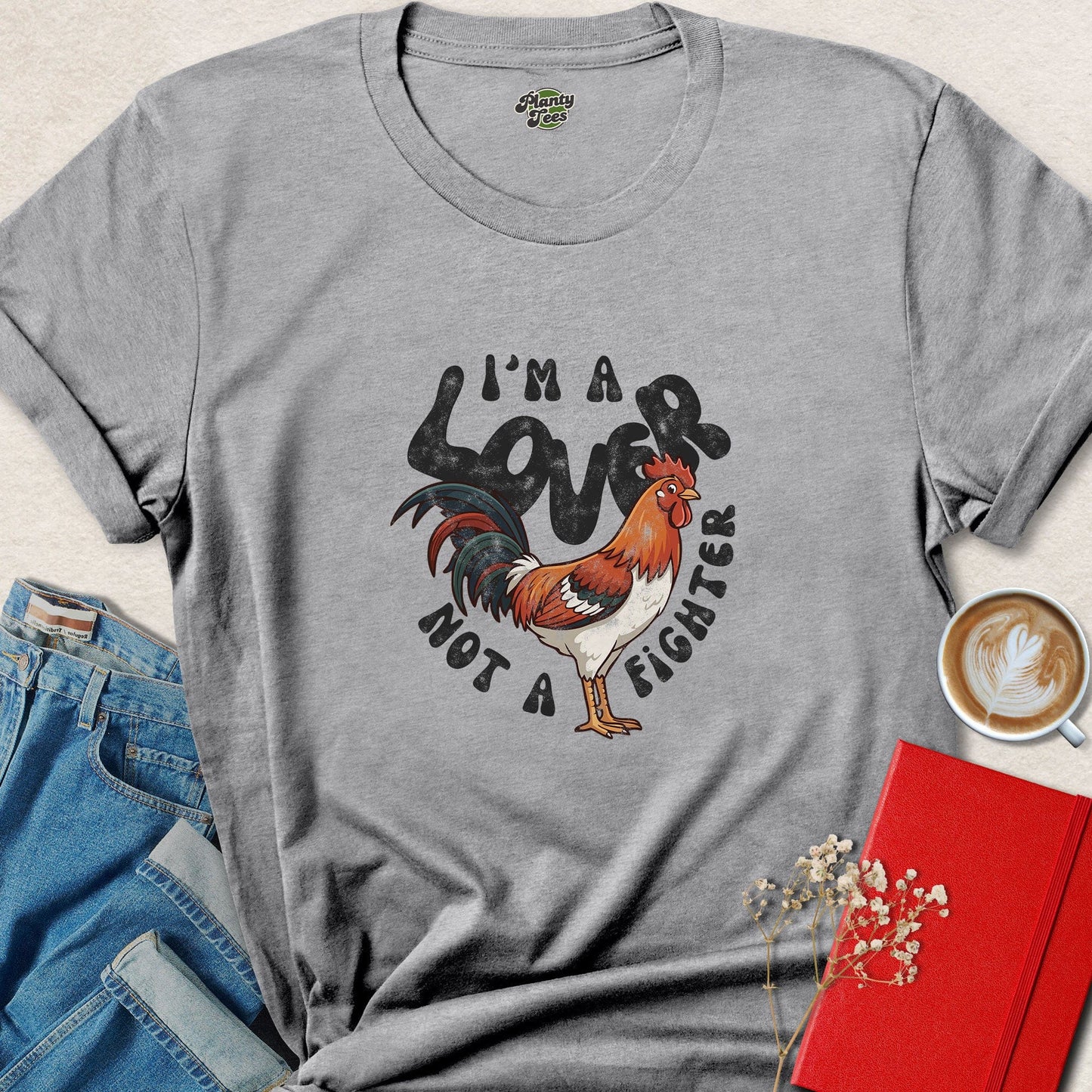 I’m A Lover Not A Fighter Funny Rooster Animal Lover Shirt