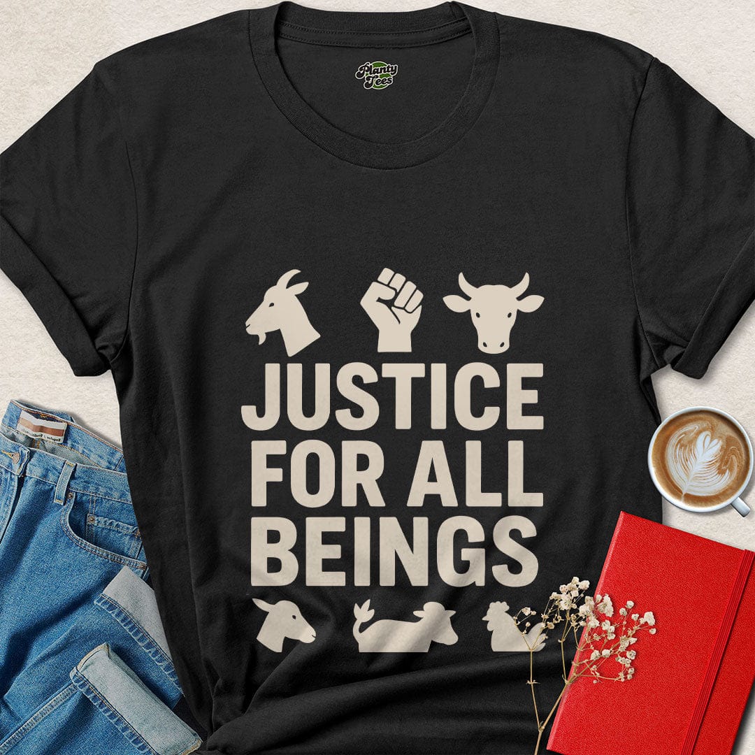 Justice for All Beings Shirt – Bold Vegan Activist Statement Tee
