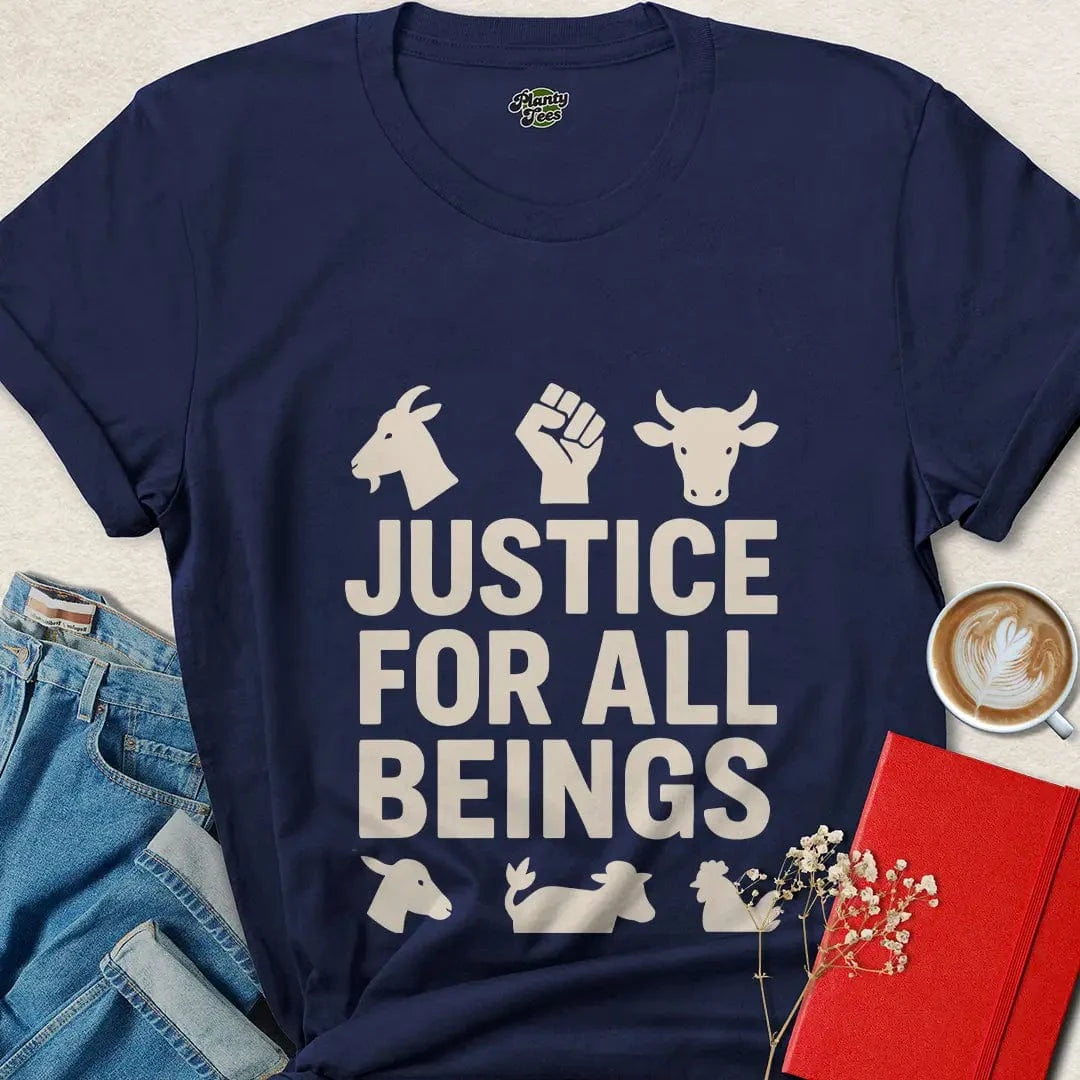Justice for All Beings Shirt – Bold Vegan Activist Statement Tee