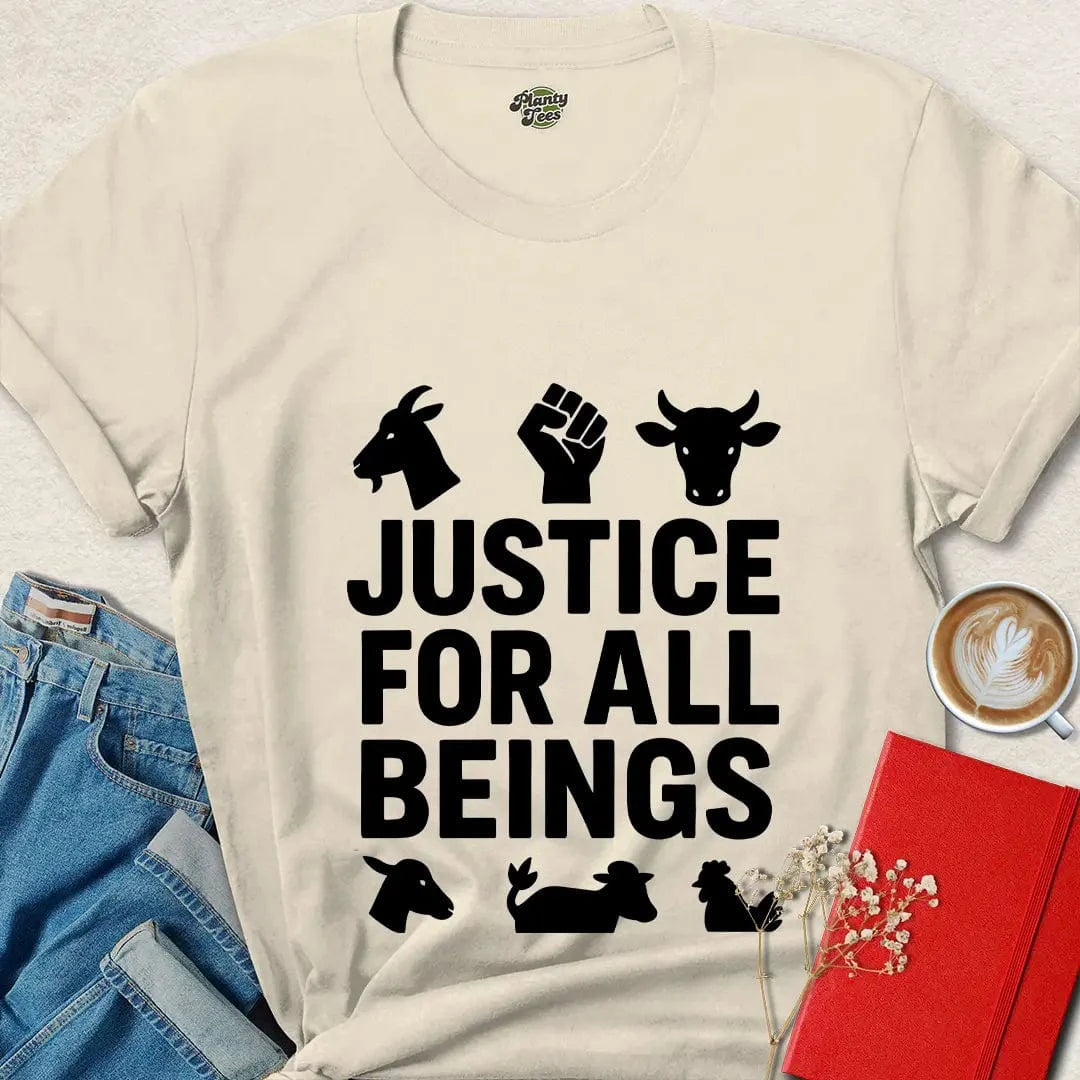 Justice for All Beings Shirt – Bold Vegan Activist Statement Tee