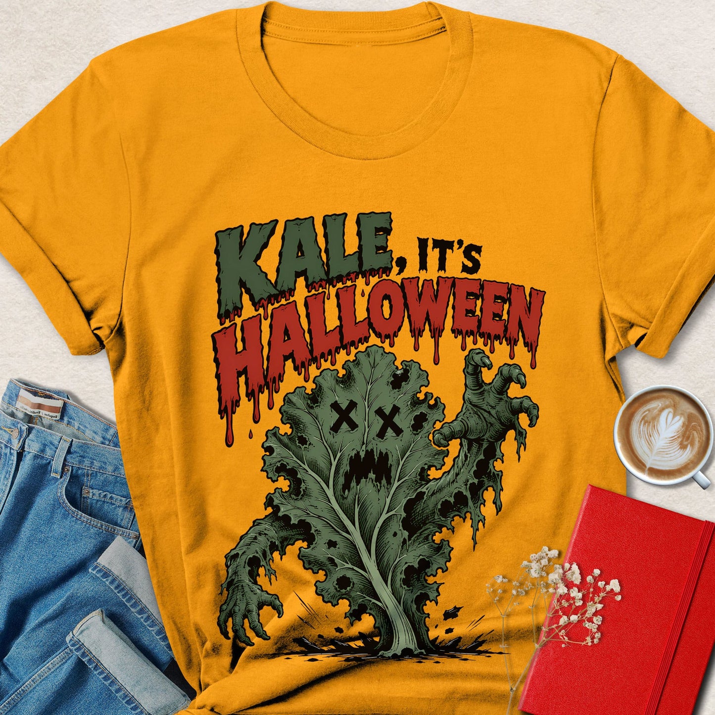 Kale, It's Halloween Horror Illustration T-Shirt