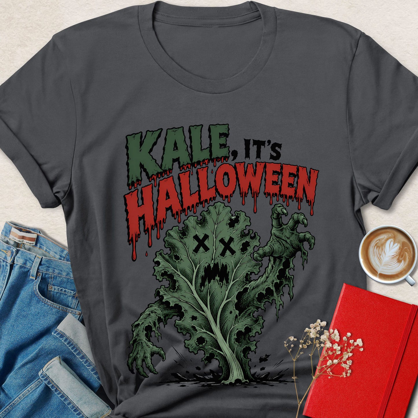 Kale, It's Halloween Horror Illustration T-Shirt