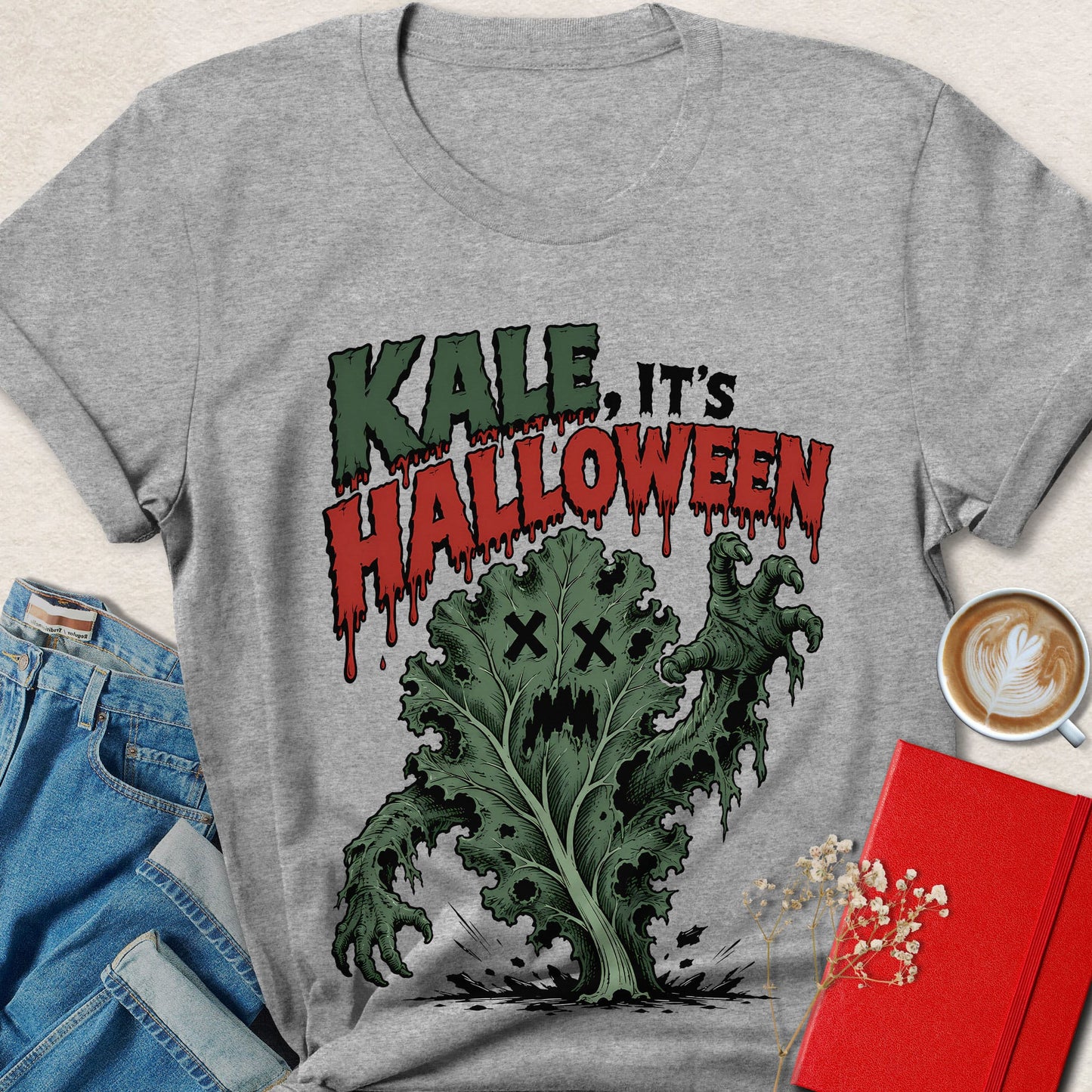 Kale, It's Halloween Horror Illustration T-Shirt
