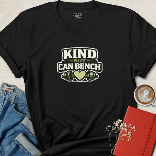 Bench Press T-Shirt — “Kind But Can Bench” Fitness Tee T-Shirt