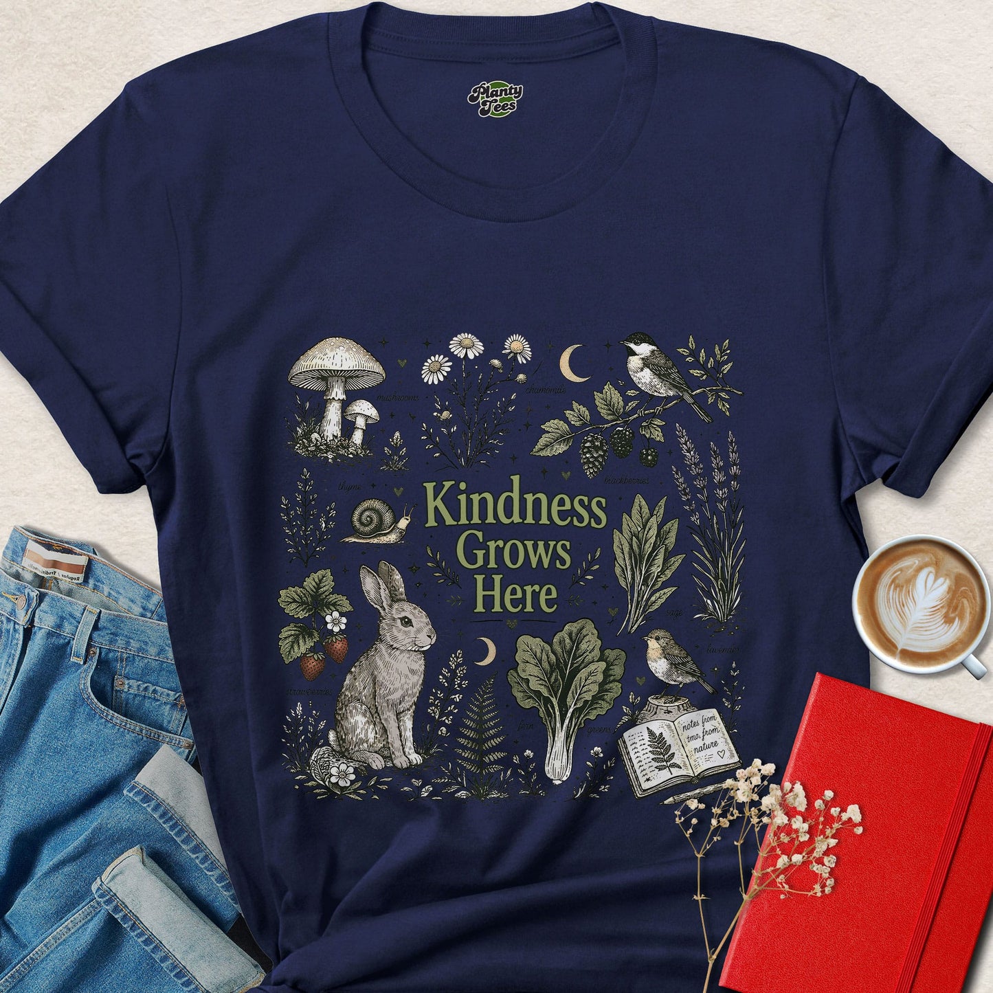 Kindness Grows Here Vegan Animal Rights Nature Shirt