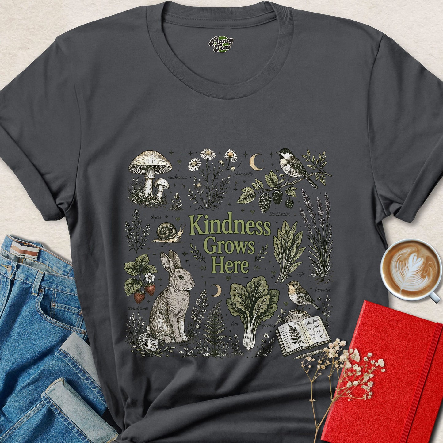 Kindness Grows Here Vegan Animal Rights Nature Shirt