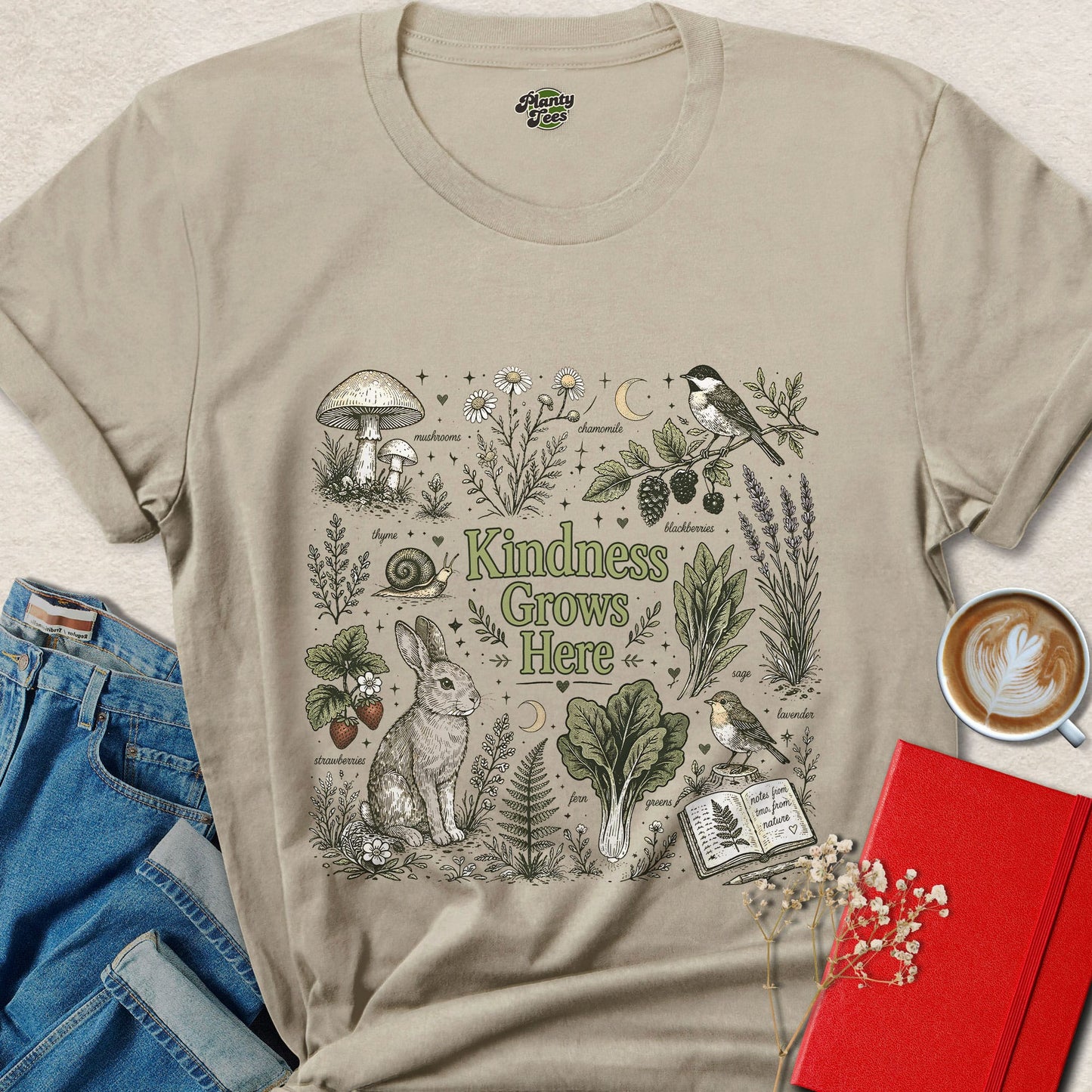 Kindness Grows Here Vegan Animal Rights Nature Shirt