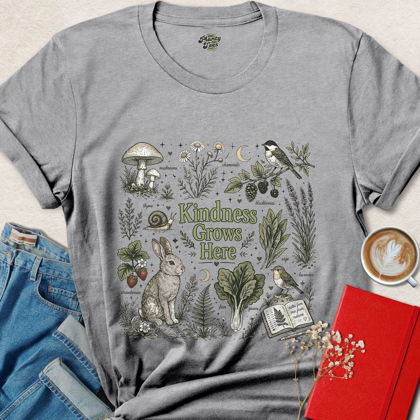 Kindness Grows Here Vegan Animal Rights Nature Shirt
