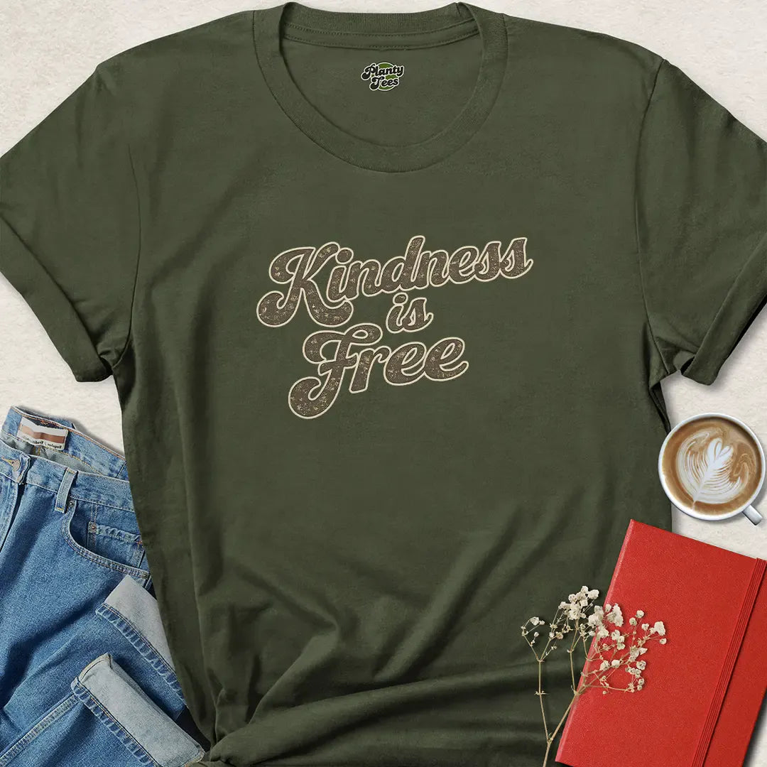 Kindness is Free Shirt – Retro Vegan Tee with Compassionate Message