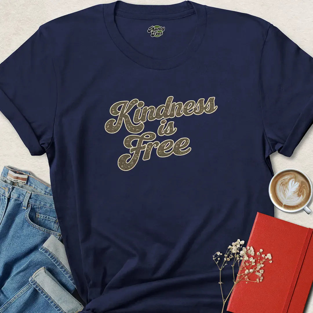 Kindness is Free Shirt – Retro Vegan Tee with Compassionate Message