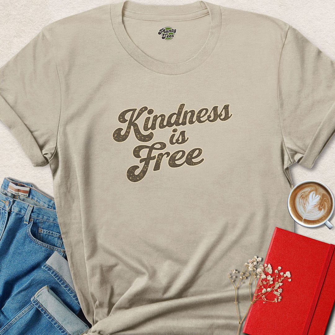 Kindness is Free Shirt – Retro Vegan Tee with Compassionate Message