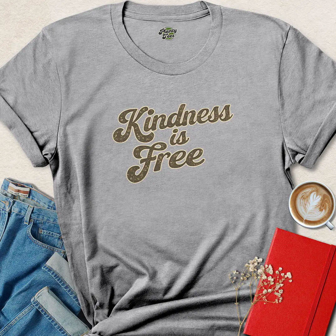 Kindness is Free Shirt – Retro Vegan Tee with Compassionate Message