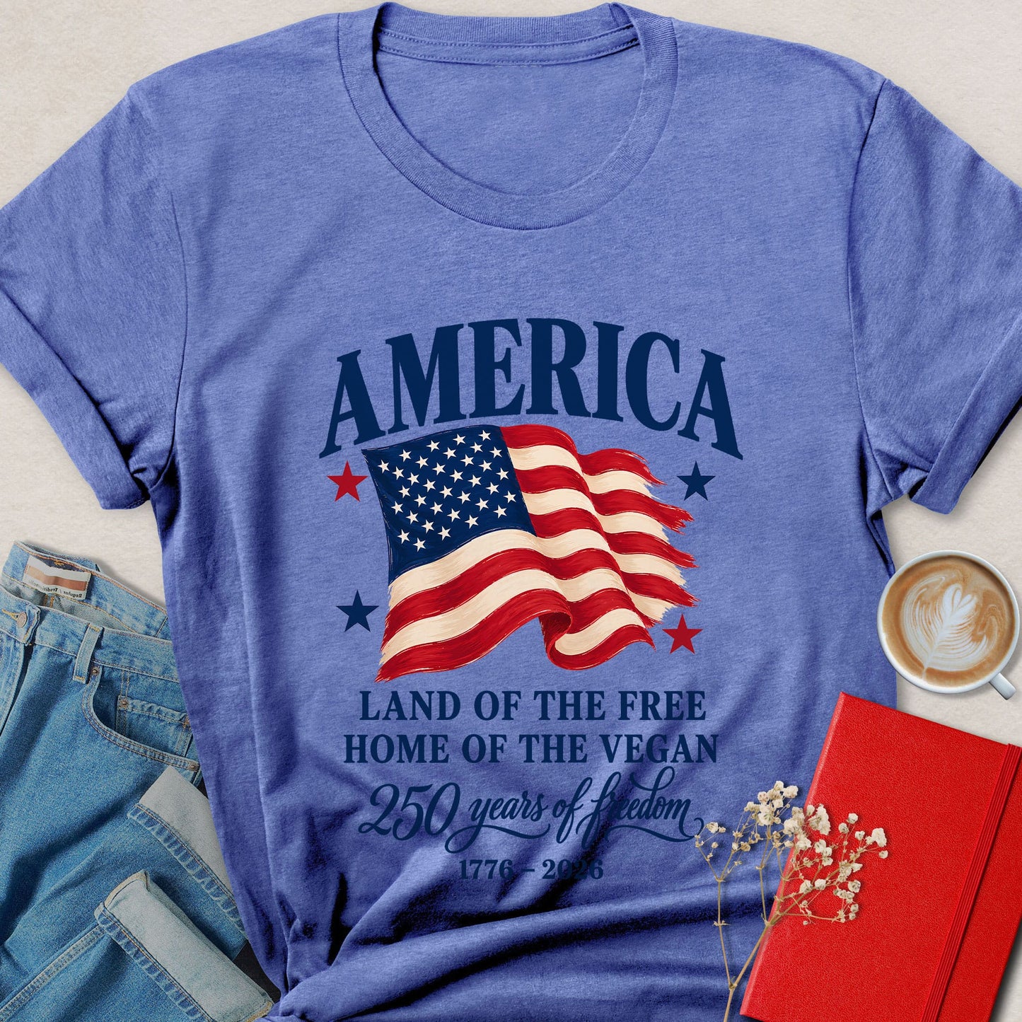 Land of the Free Home of the Vegan Patriotic T-Shirt