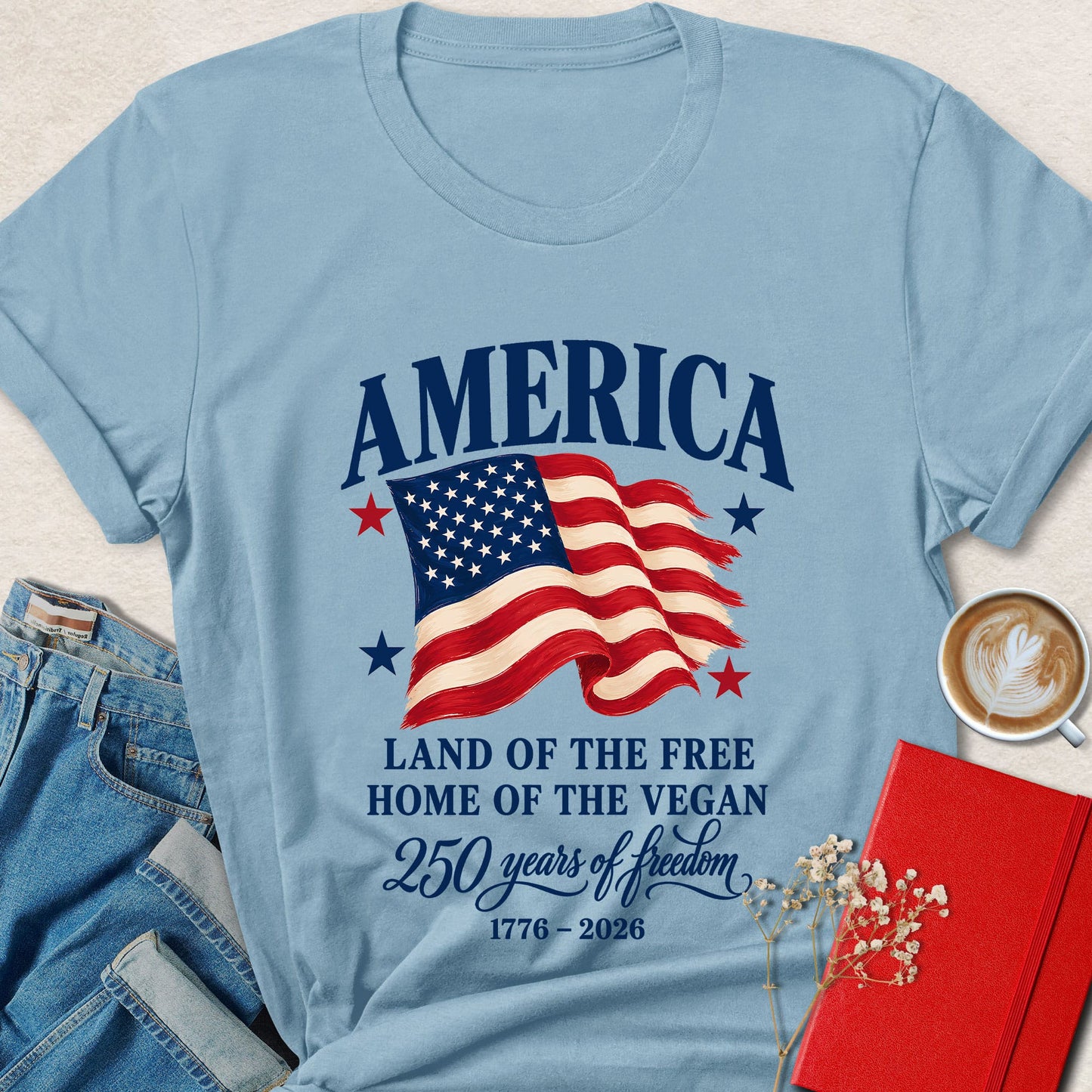 Land of the Free Home of the Vegan Patriotic T-Shirt