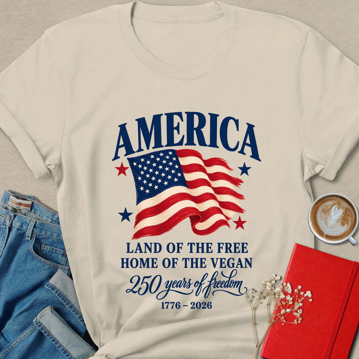 Land of the Free Home of the Vegan Patriotic T-Shirt