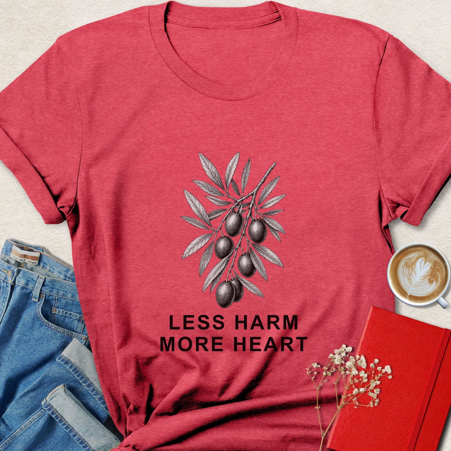 Less Harm More Heart T-shirt | Minimalist Vegan Apparel