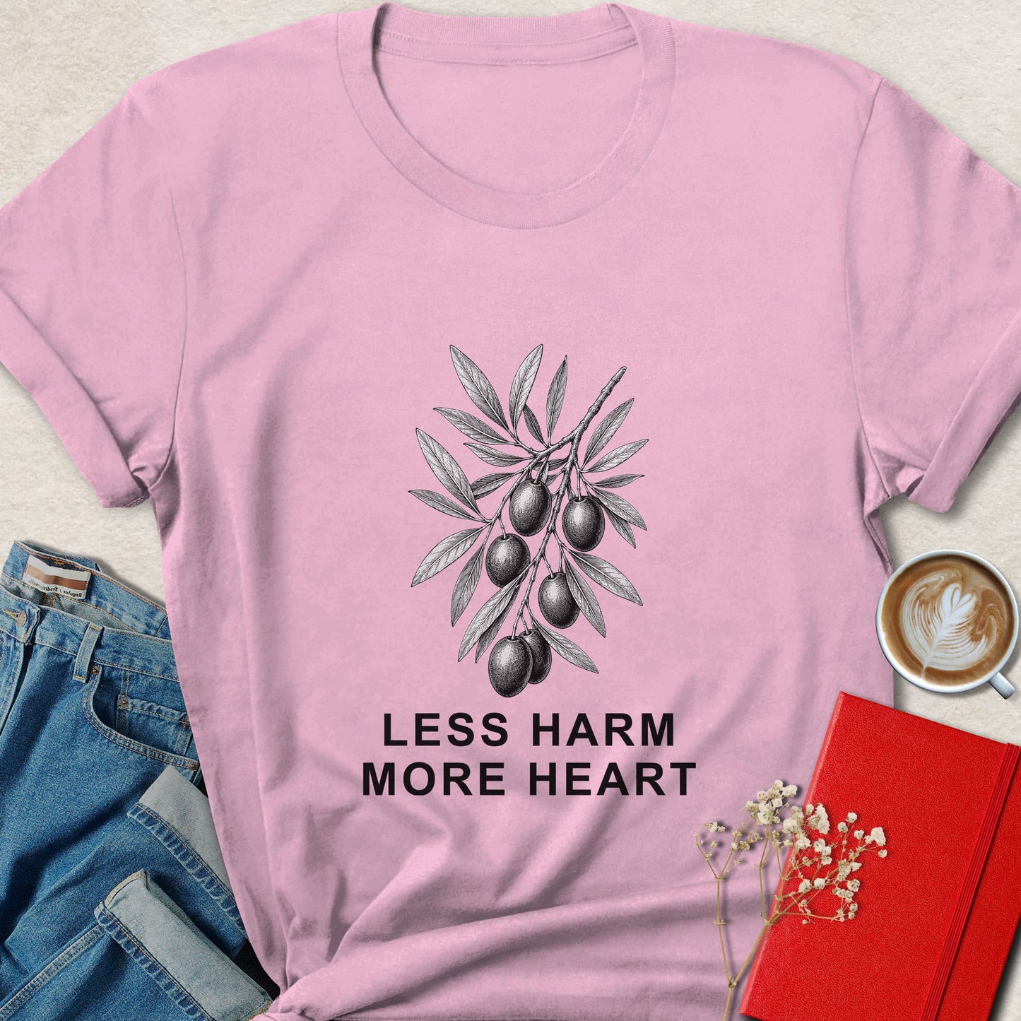 Less Harm More Heart T-shirt | Minimalist Vegan Apparel