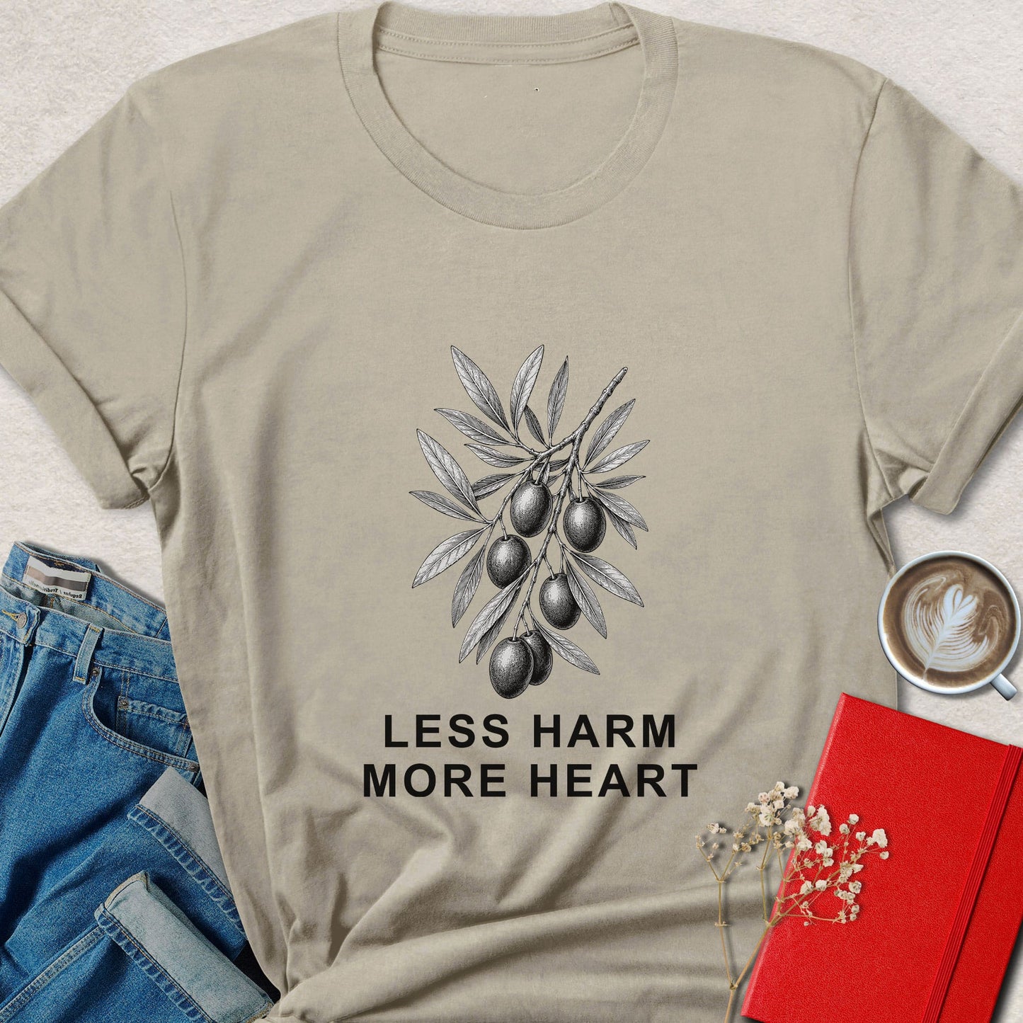 Less Harm More Heart T-shirt | Minimalist Vegan Apparel