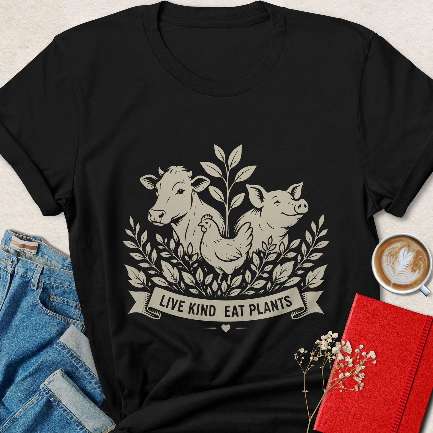 Live Kind Eat Plants T-shirt | Compassionate Vegan Tee